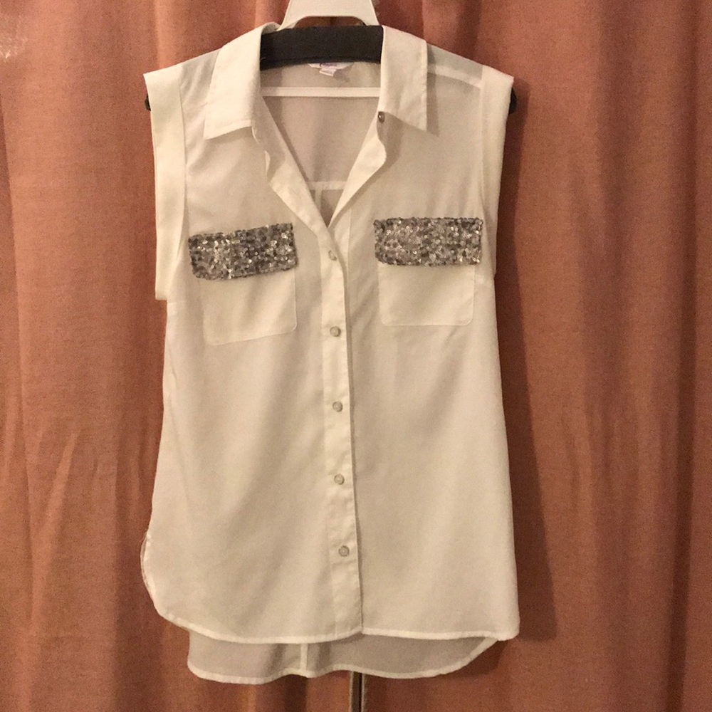 Candies white blouse with sequin pockets
